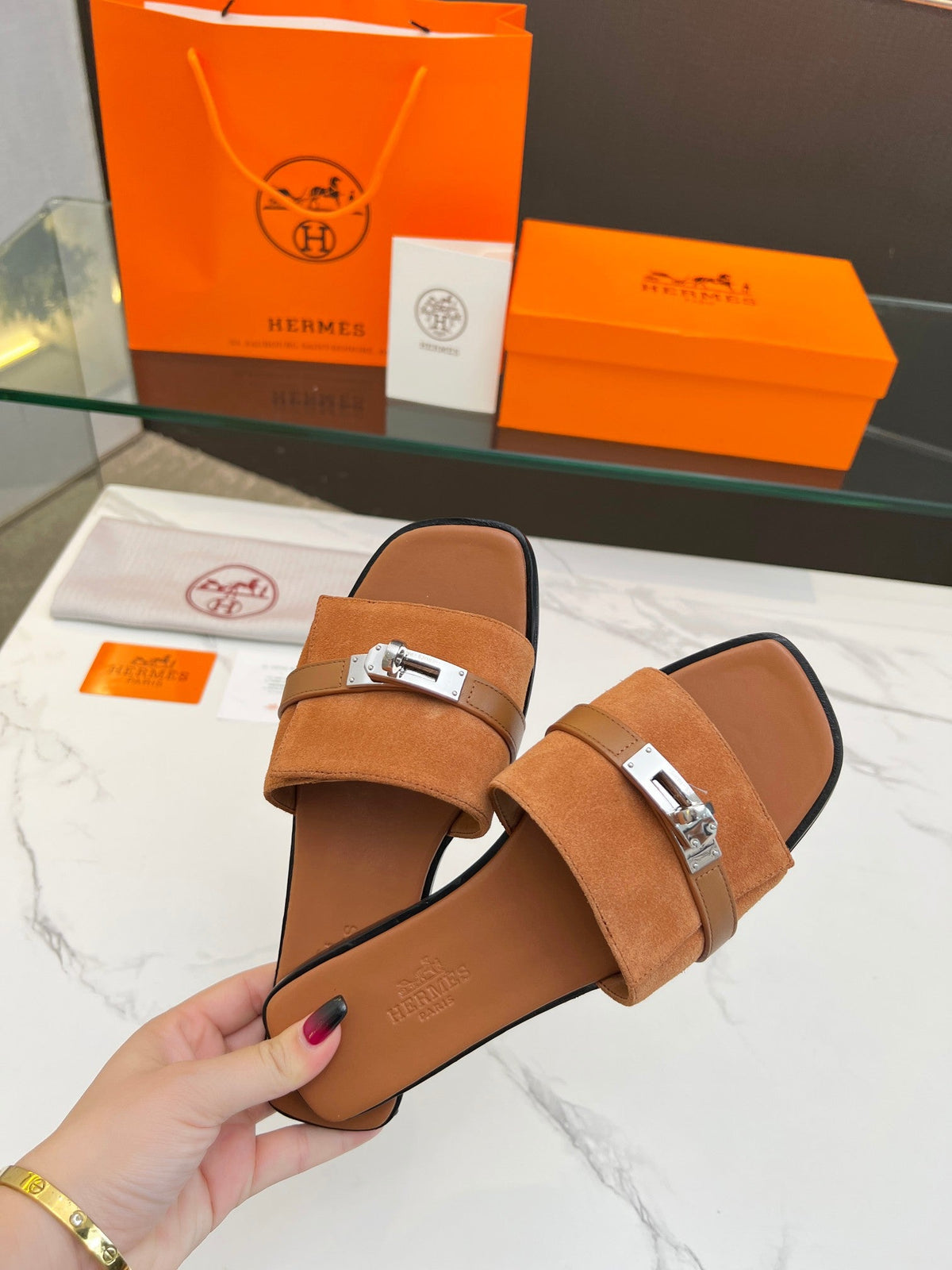 Giulia Sandal Tan Suede Tan Calfskin