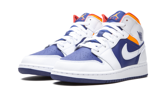 Air Jordan 1 Mid GS "White Deep Royal Blue" 554725 131