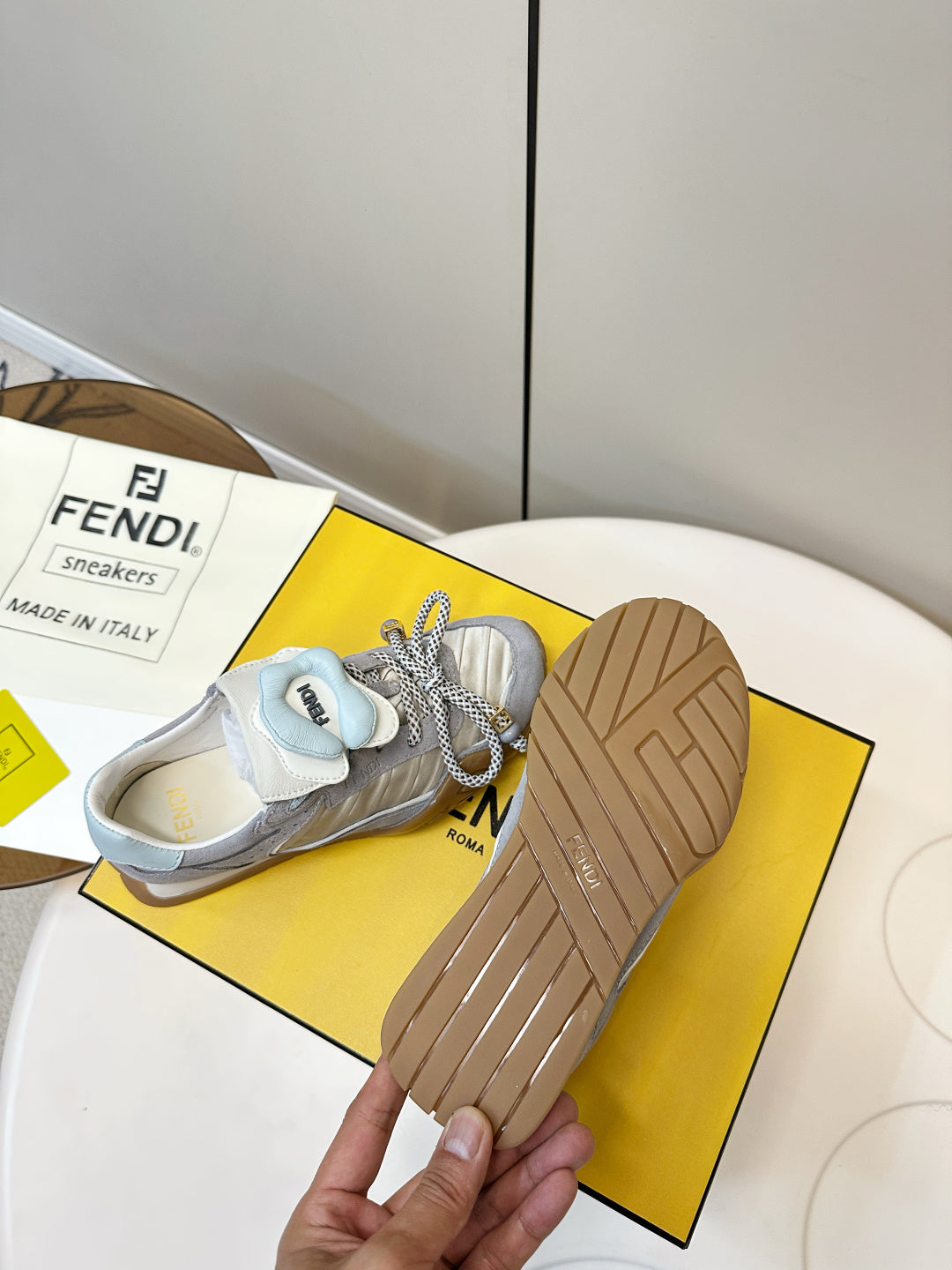 Fendi Wave Pulse Light Grey Fabric Suede 862618