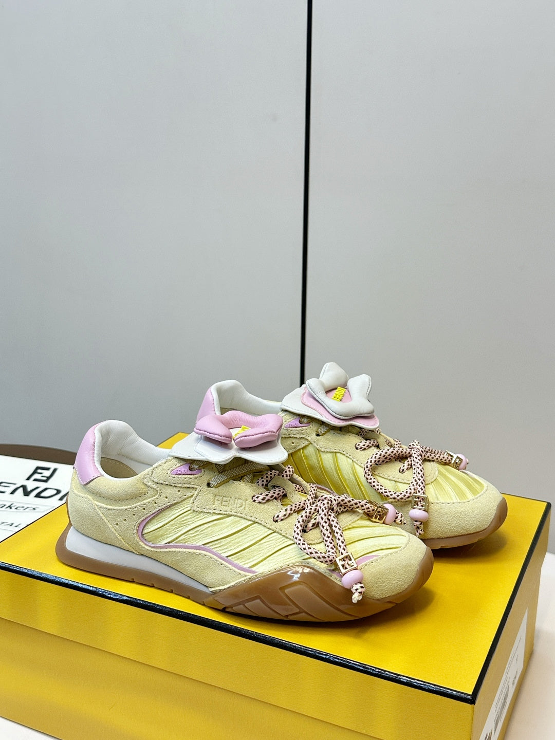 Fendi Wave Pulse Yellow Fabric Suede 862620