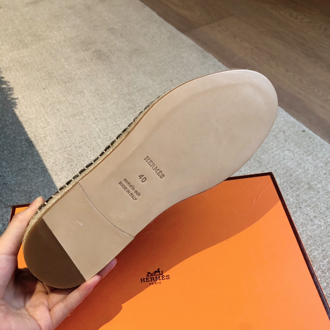 HM Trip Espadrille Olive Calfskin