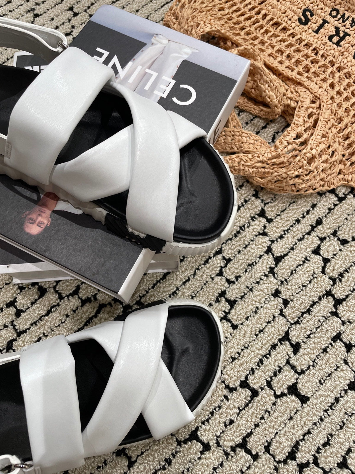 ELECTRIC SANDAL BLACK MIX WHITE CALFSKIN