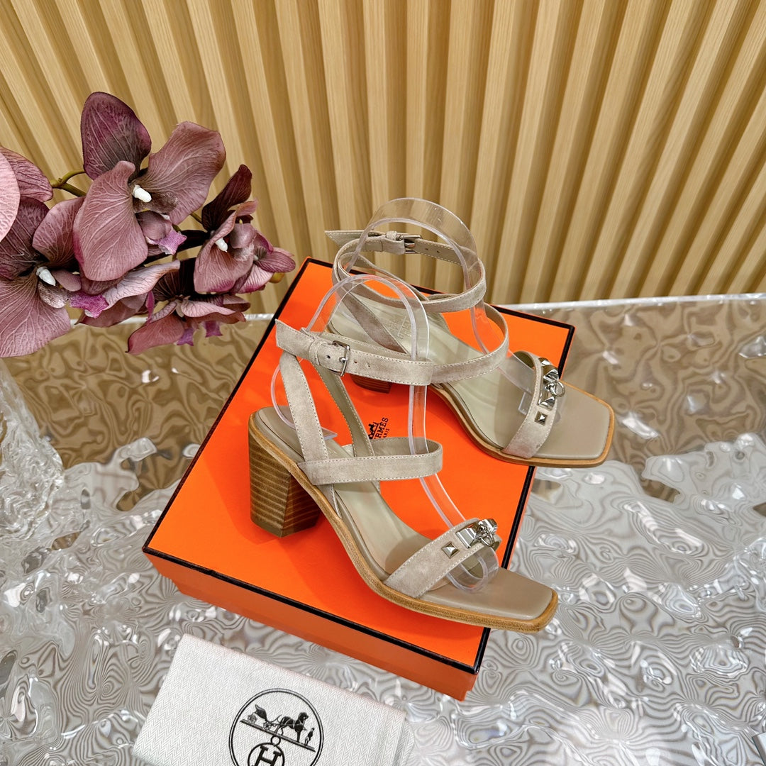 hm iveresse sandal 65 grey suede calfskin