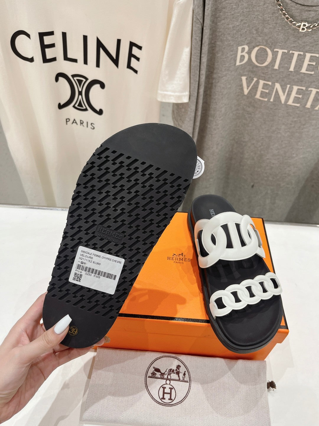 EXTRA SANDAL BLACK MIX WHITE CALFSKIN