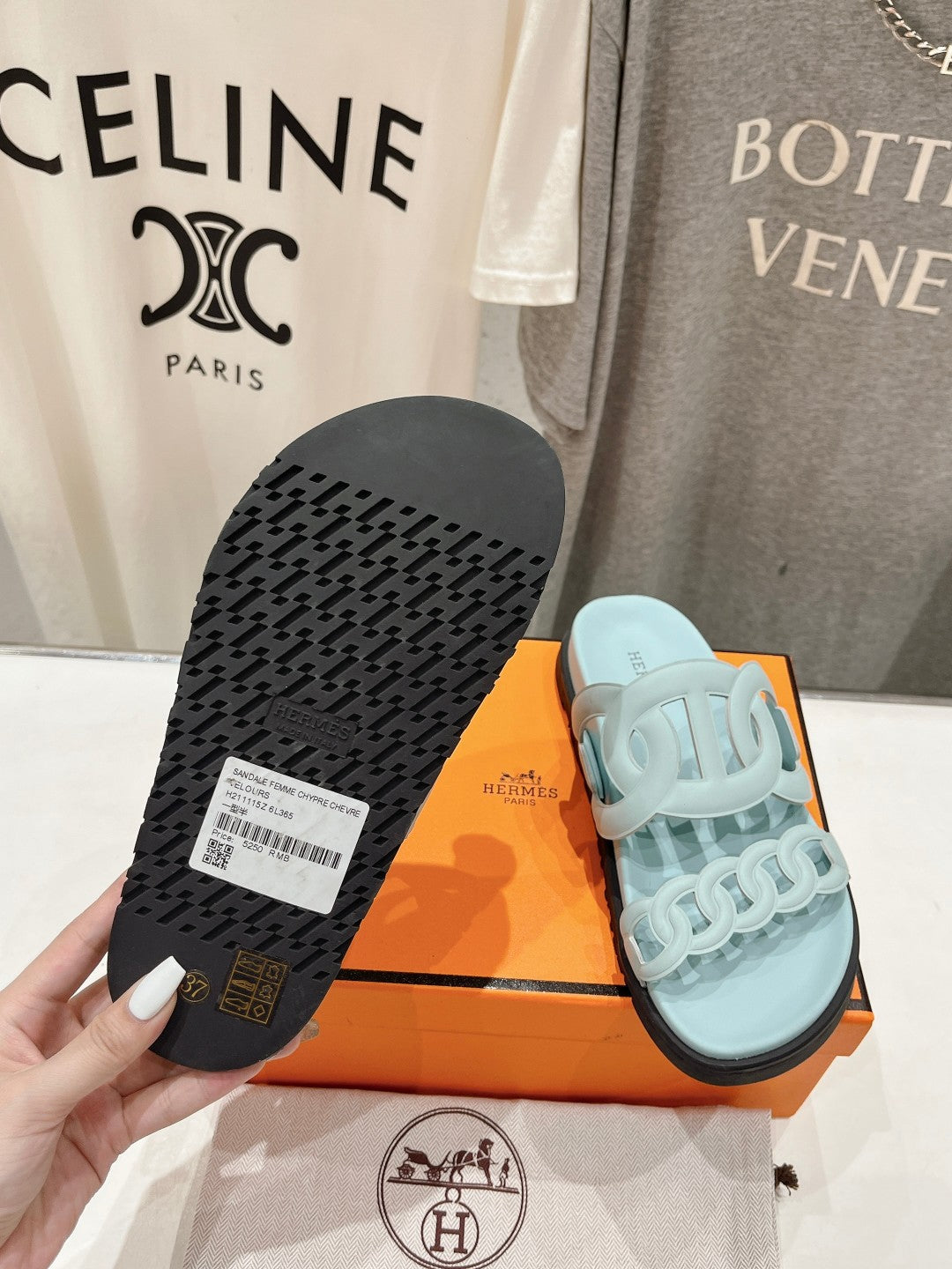 EXTRA SANDAL PASTEL PASTEL BLUE CALFSKIN