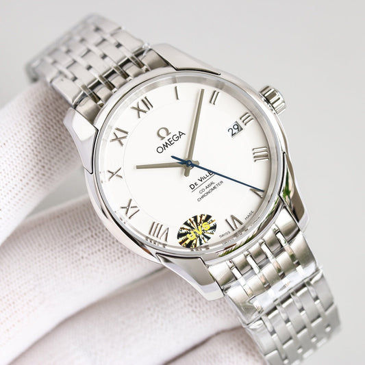 Omega De Ville Co-Axial Chronometer 41mm Watch White Dial Silver Strap