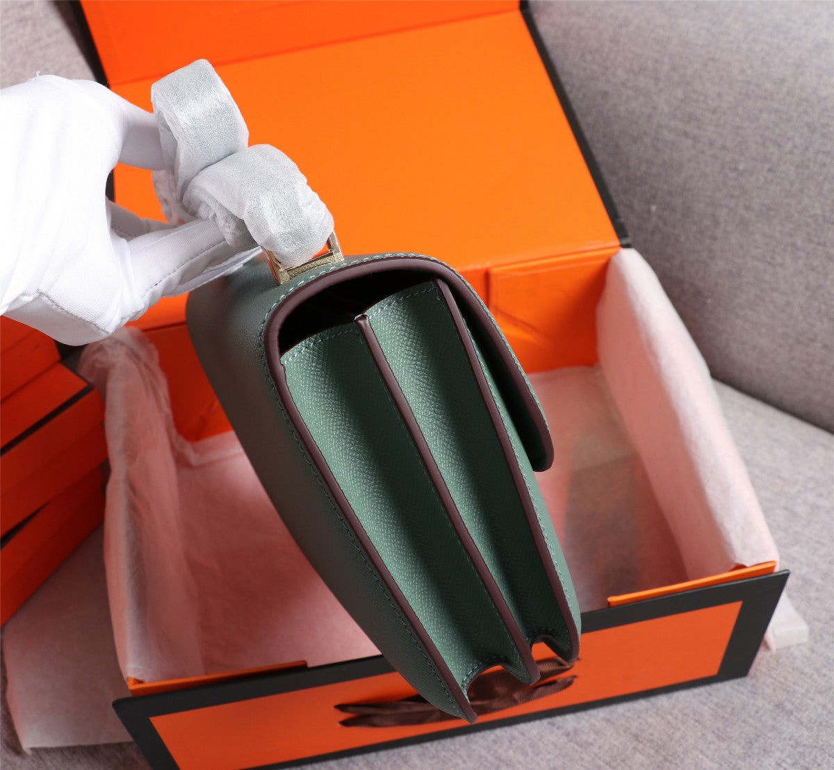 HM CONSTANCE BAGS 22 HUNTER GREEN EPSOM