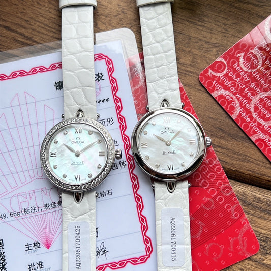Omega De Ville 27.4mm Silver Mop Pearl Dial