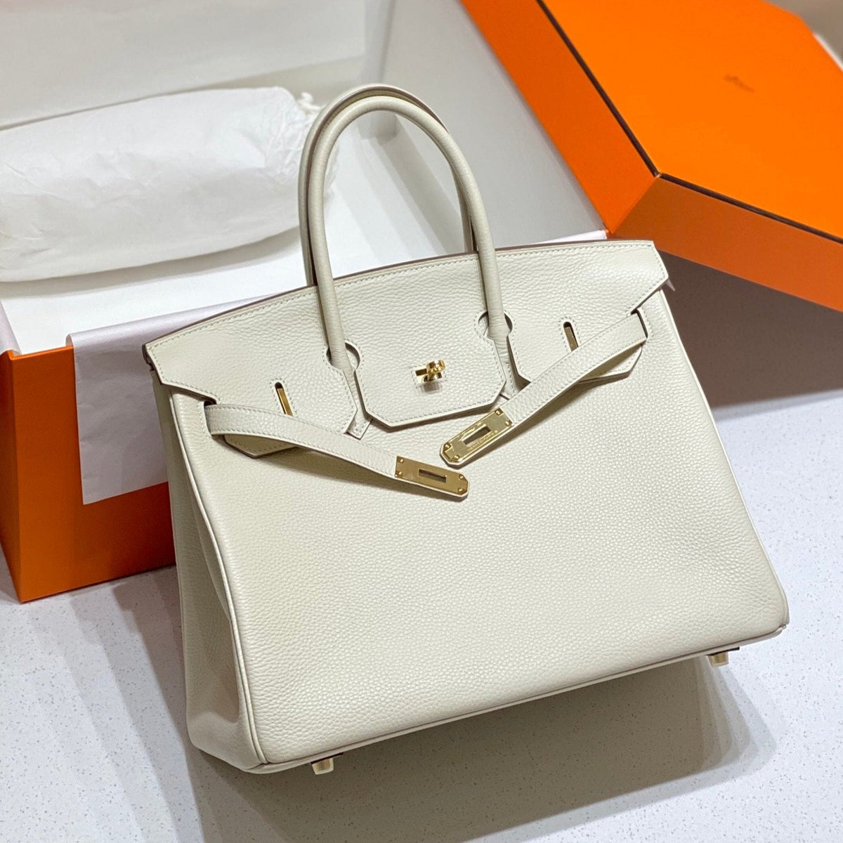HM BIRKIN 35CM BAG WHITE TOGO GOLD HARDWARE