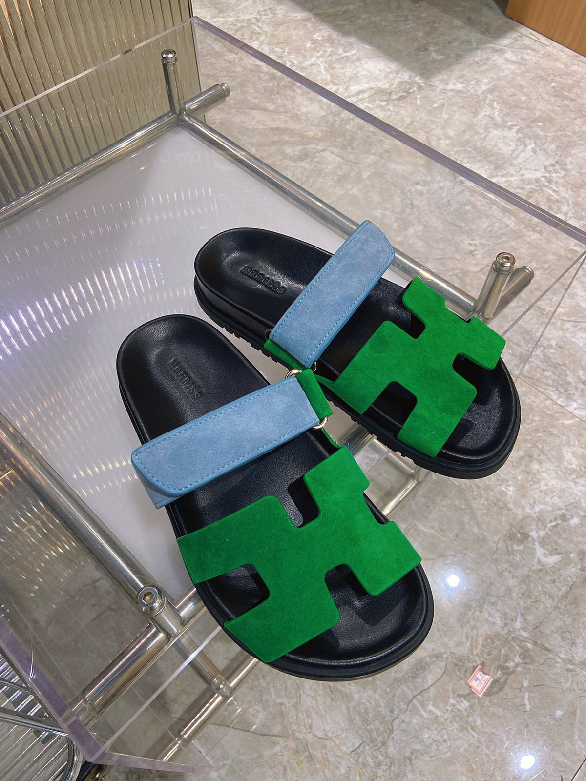 CHYPRE SANDAL GREEN MIX BLUE SUEDE