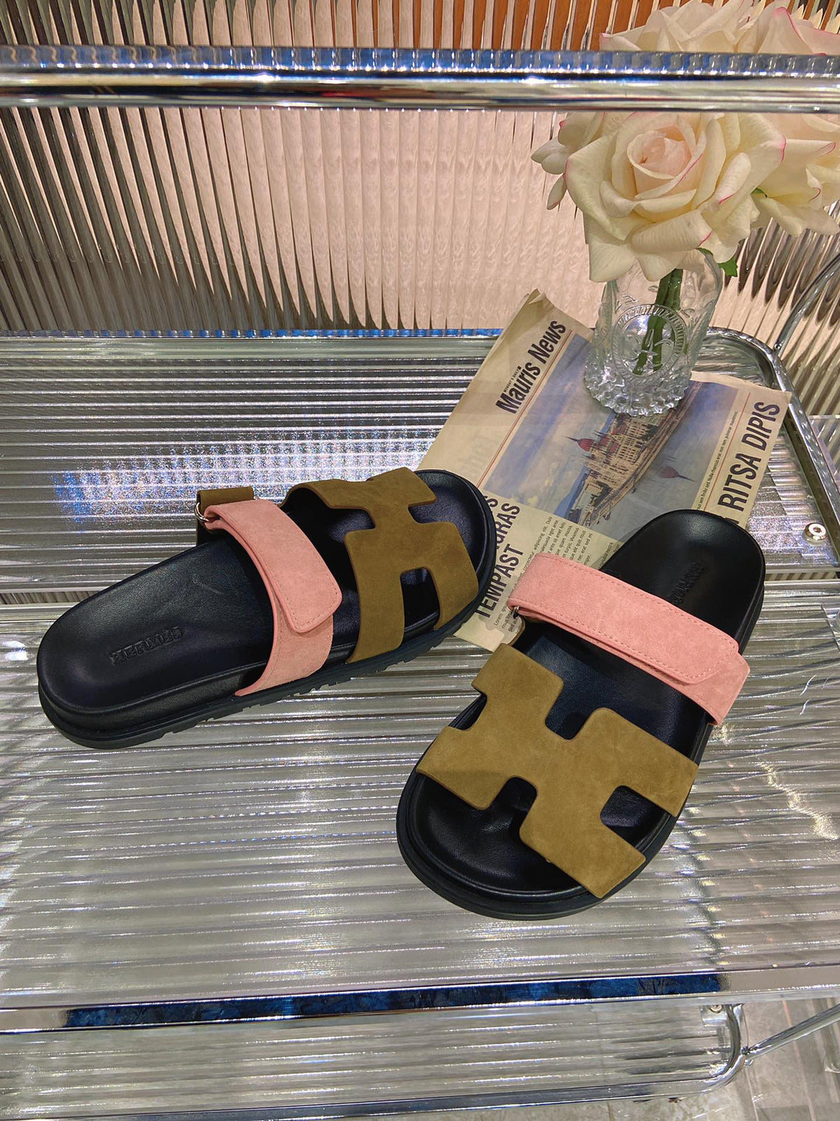 CHYPRE SANDAL ARMY MIX LIGHT PINK SUEDE
