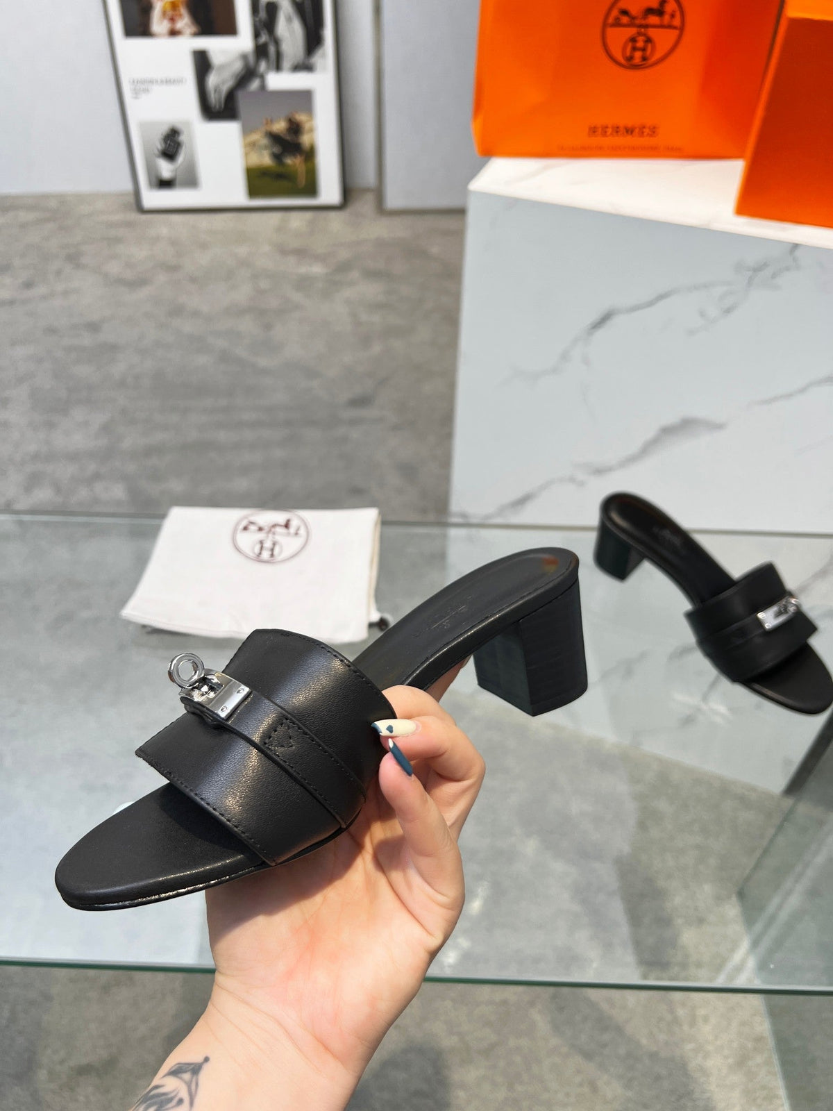 Gigi 50 Sandal Black Calfskin