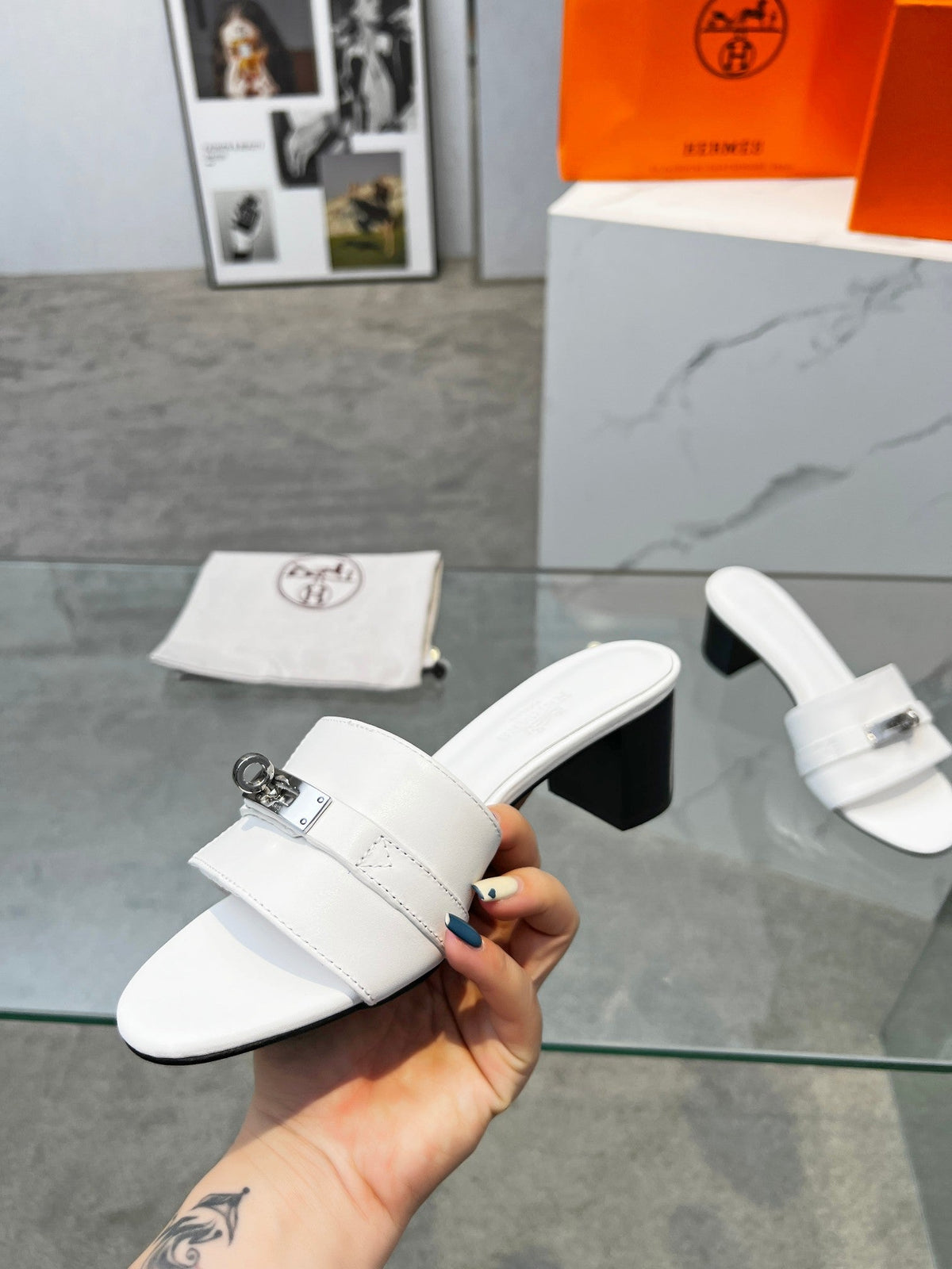 Gigi 50 Sandal White Calfskin