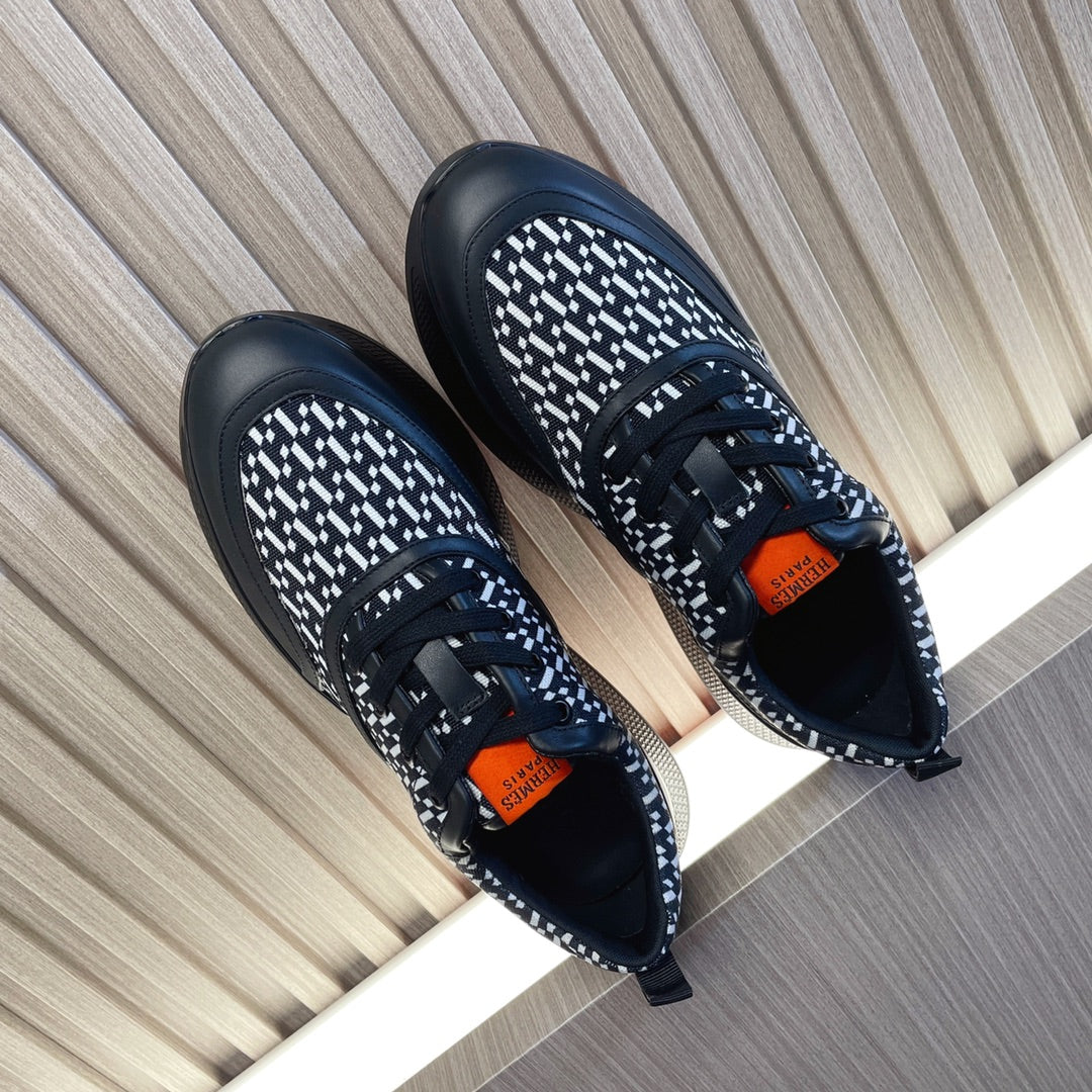 HM Giga 50 Sneaker H Black White Canvas Black Goatskin