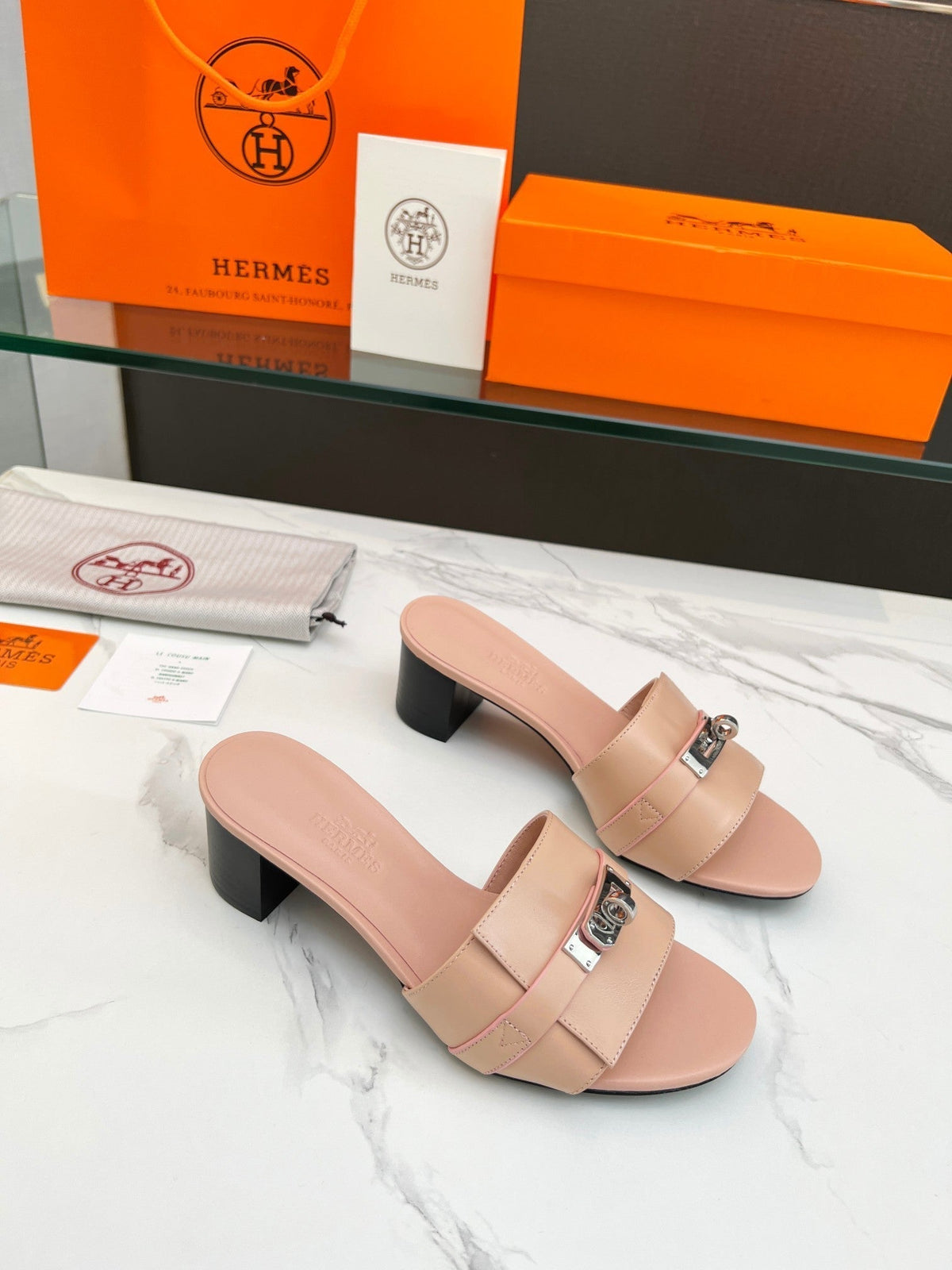 Gigi 50 Sandal Rose Cannelle Calfskin