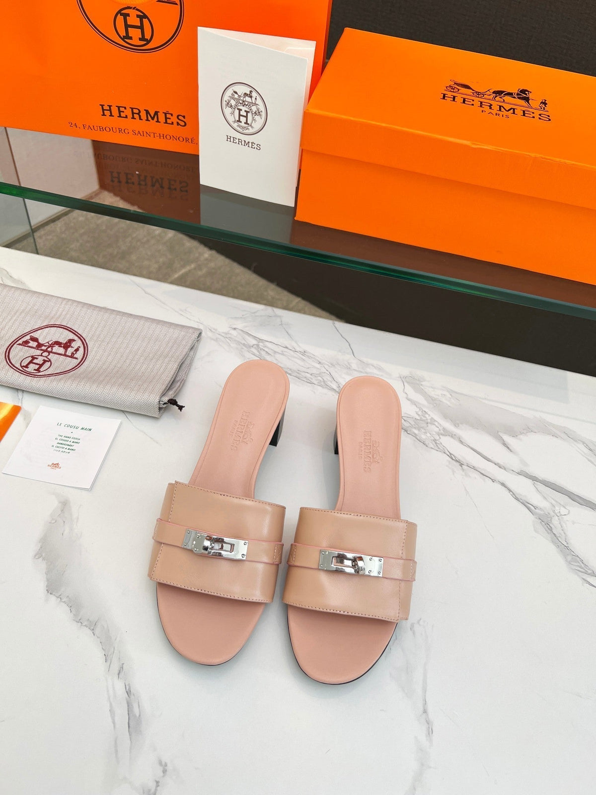 Gigi 50 Sandal Rose Cannelle Calfskin