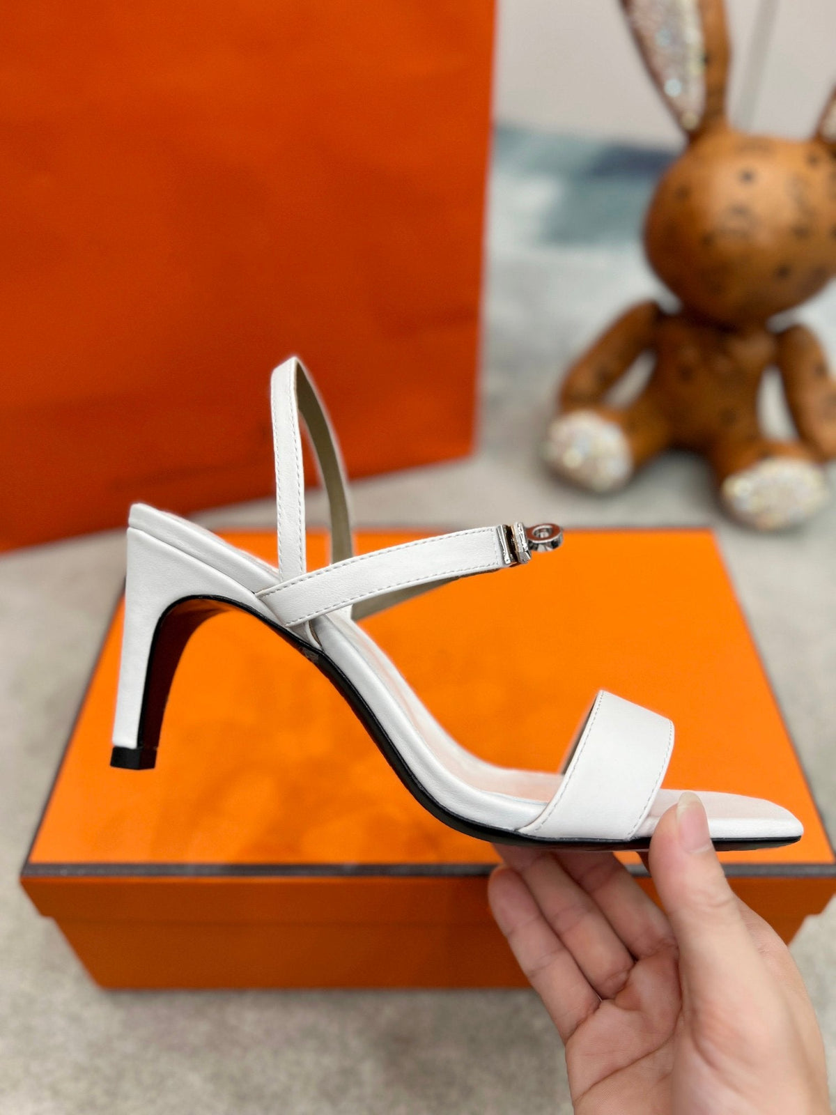 Glamour 75 Sandal White Leather