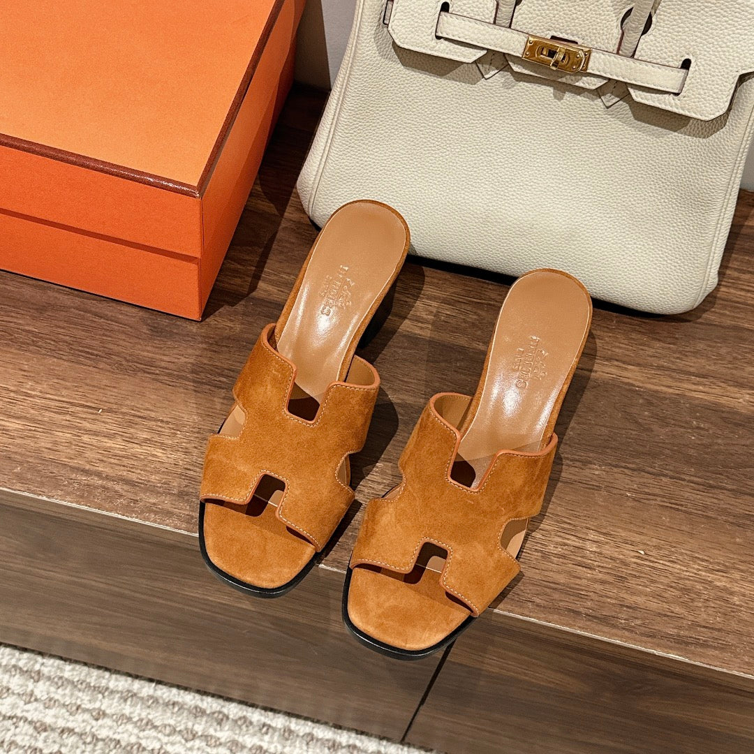 helia 60 gold brown suede calfskin