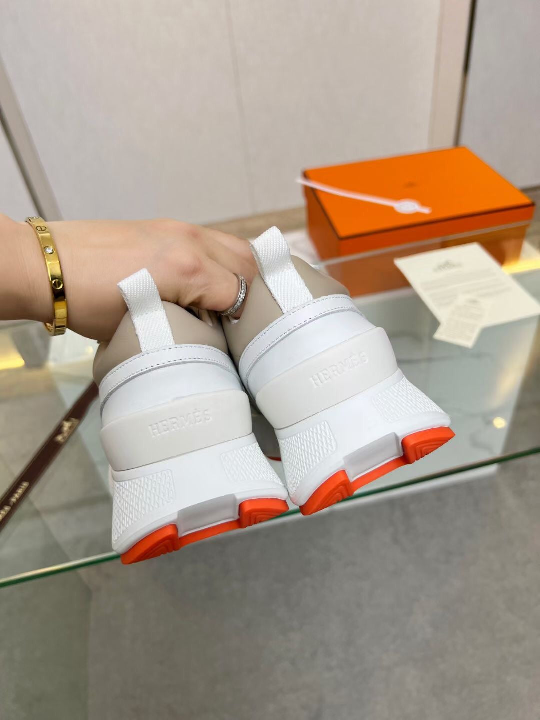 GIGA SNEAKER CARAMEL MIX LIGHT GRAY CALFSKIN