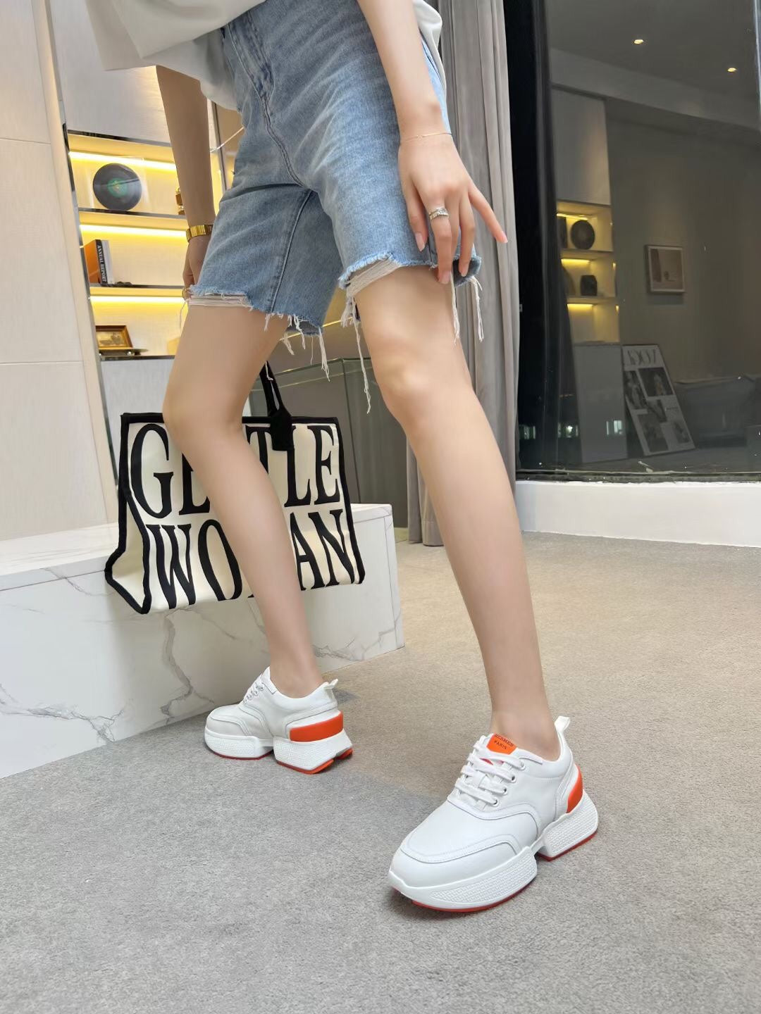GIGA SNEAKER ORANGE MIX WHITE CALFSKIN