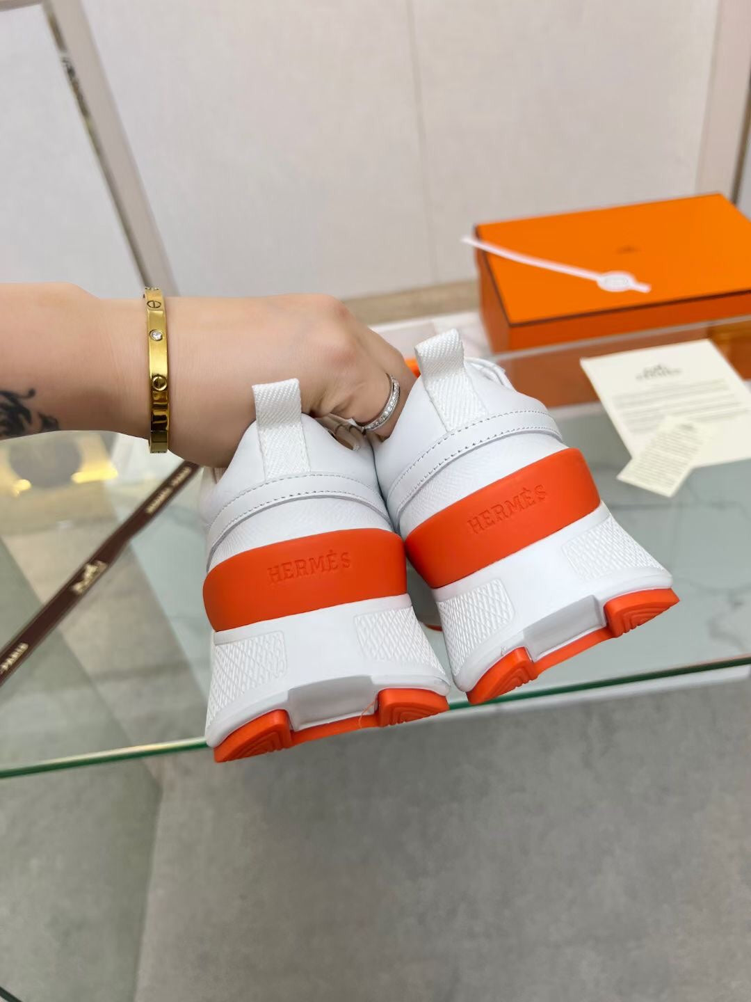 GIGA SNEAKER ORANGE MIX WHITE CALFSKIN