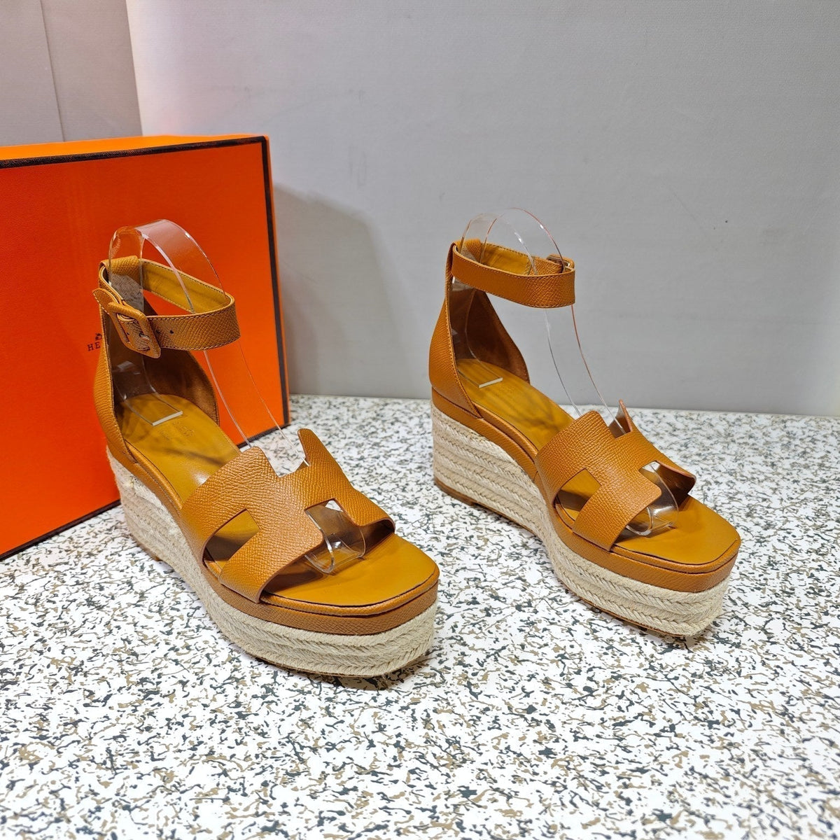 ELDA ESPADRILLE 80 AMBER CALFSKIN