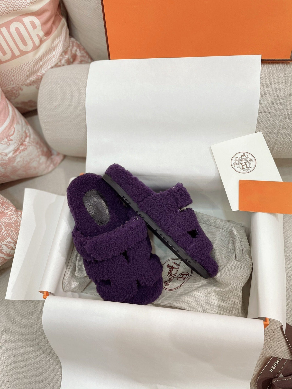 chypre sandal purple lamb wool