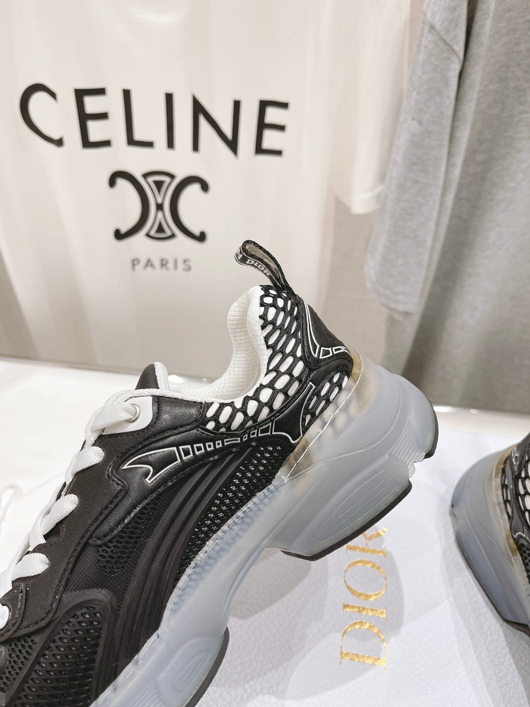 CD Vibe Sneaker Black Polyester Mesh Fabric And Lambskin