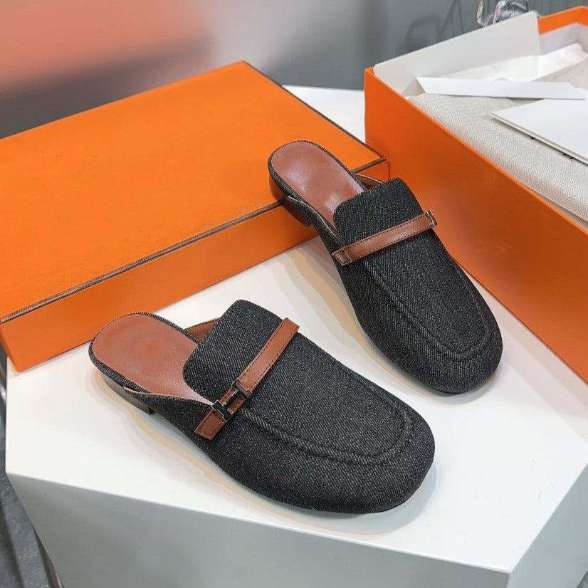 Lena Mule Black Denim