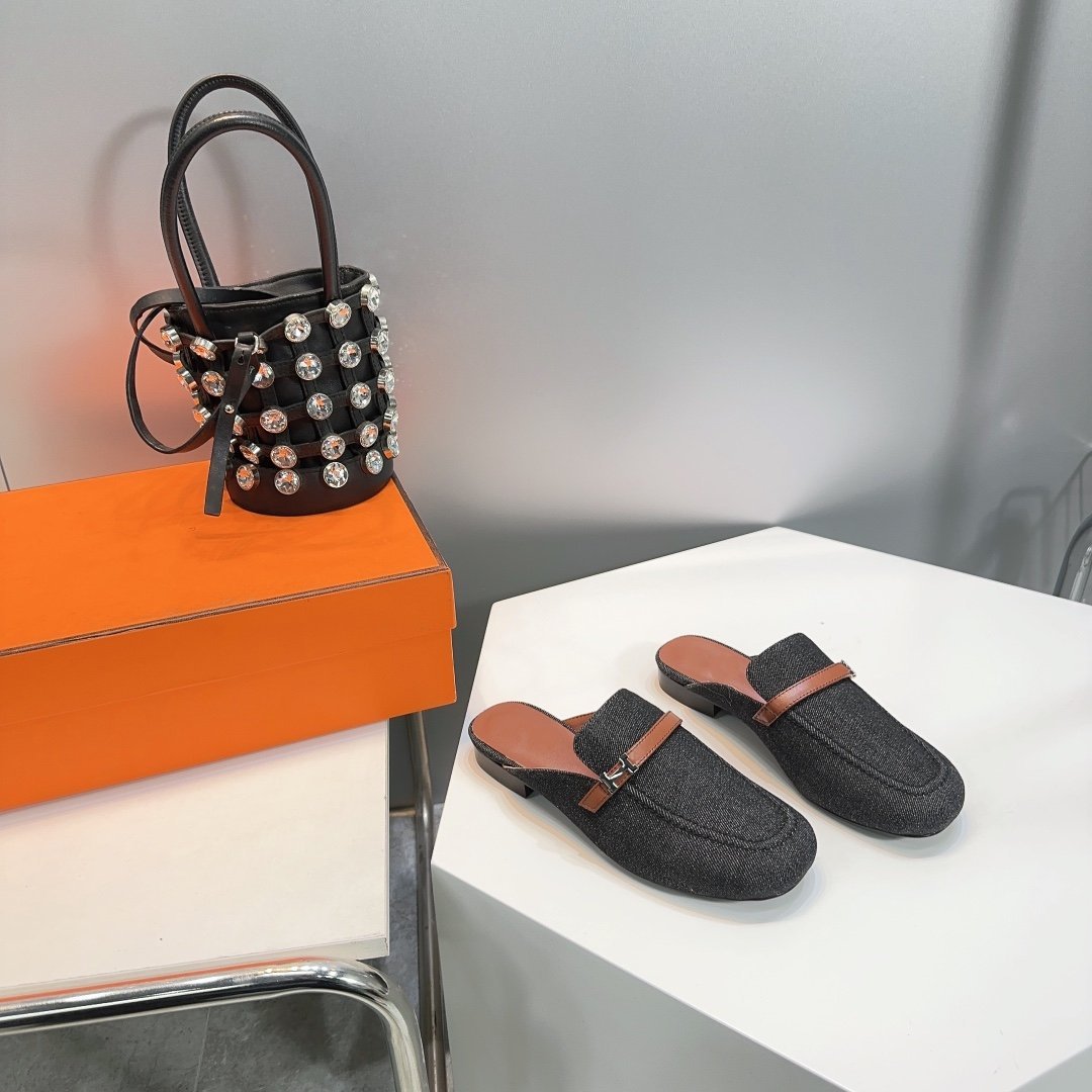 Lena Mule Black Denim
