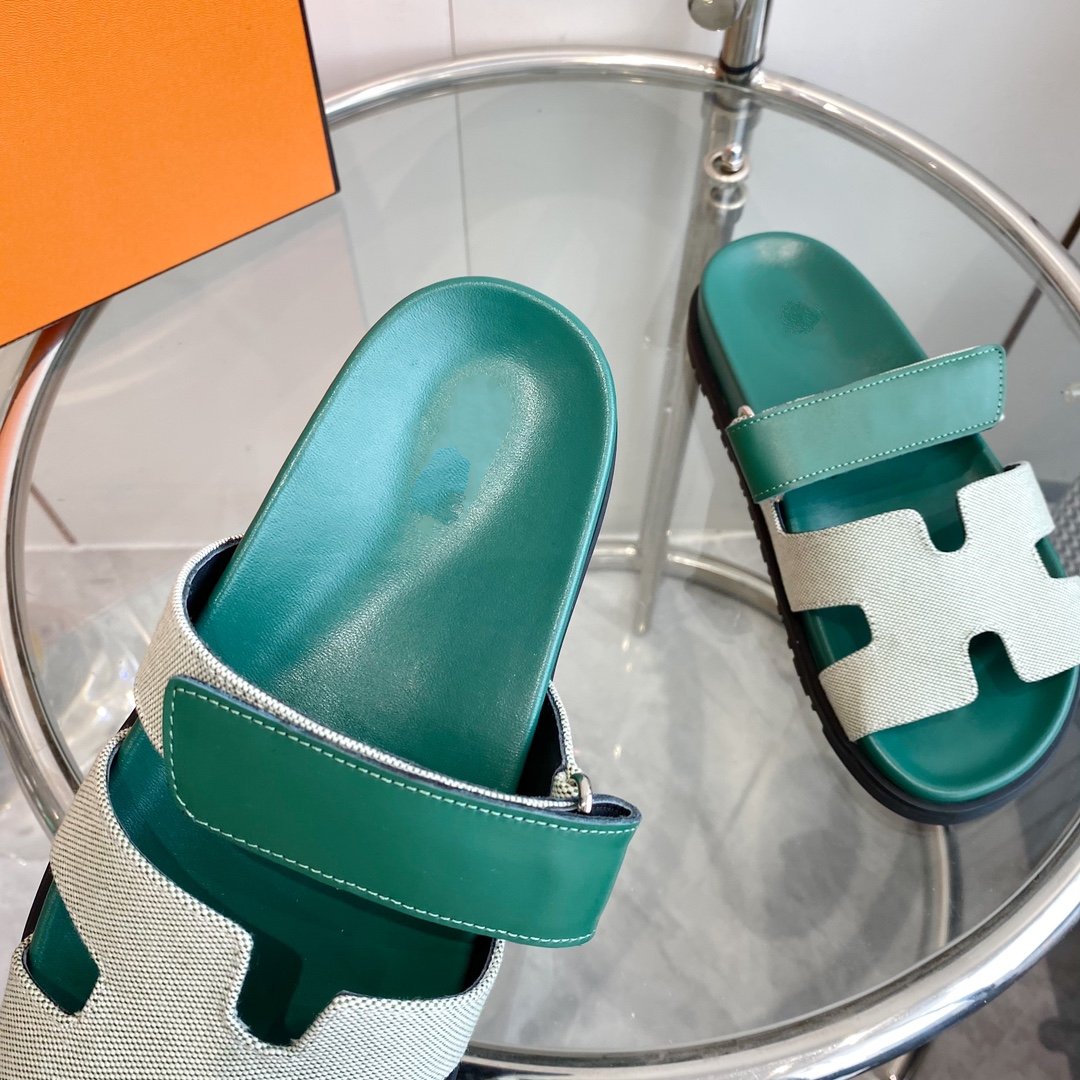 Chypre Canvas Sandal Tiff Leather