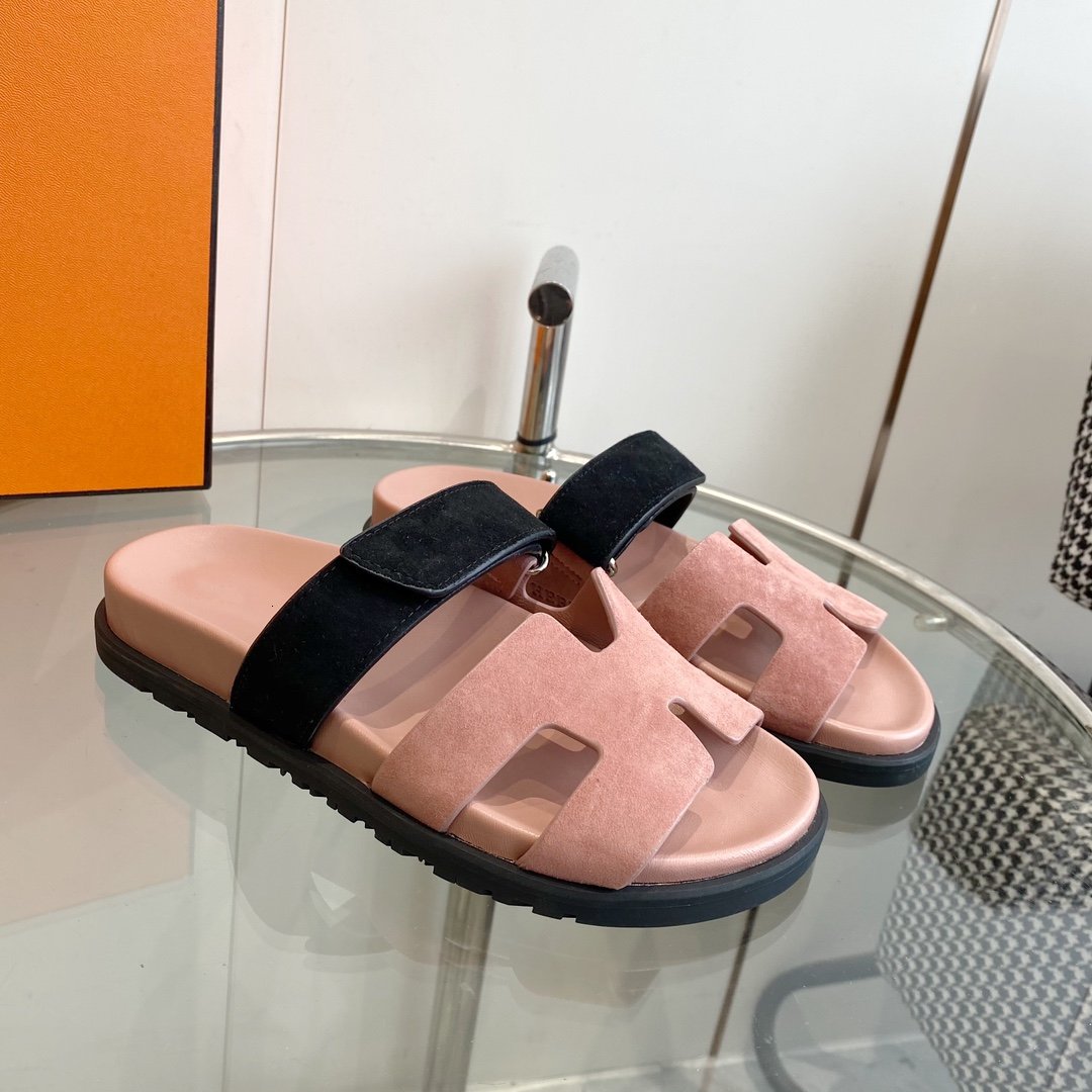Chypre Sandal Suede Pink Chapas / Black