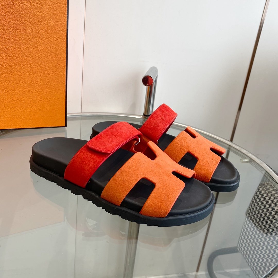 Chypre Sandal Orange Chapas / Red Suede