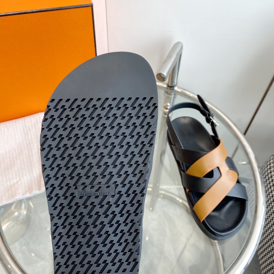Genius Sandal Slingback Black/Brown Calfskin Leather