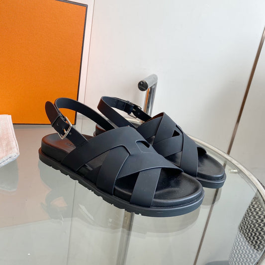 Genius Sandal Slingback Black Calfskin Leather