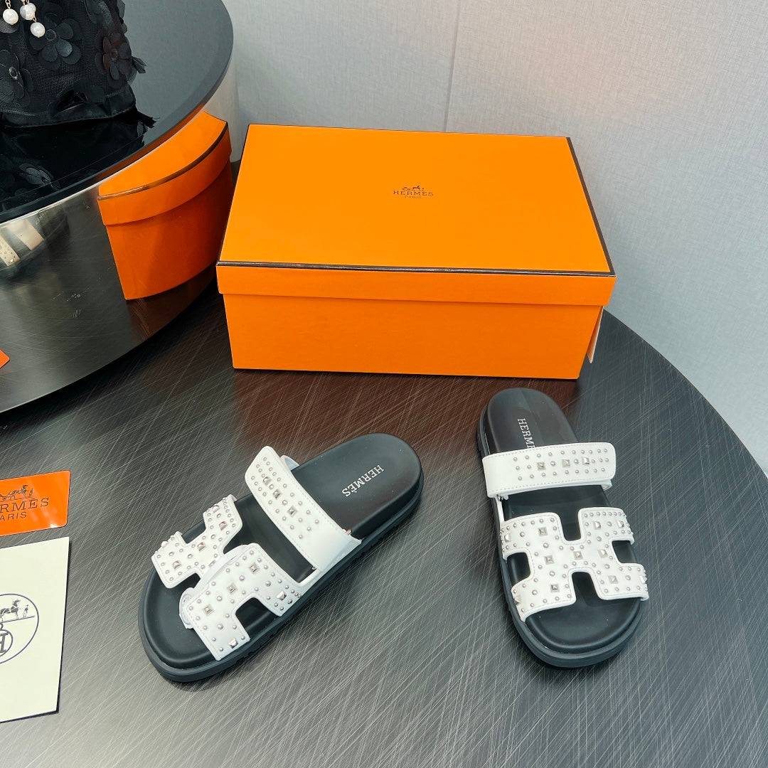 CHYPRE SANDAL WHITE MIX BLACK CALFSKIN SPECIAL