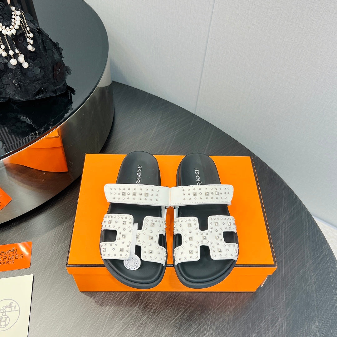 CHYPRE SANDAL WHITE MIX BLACK CALFSKIN SPECIAL