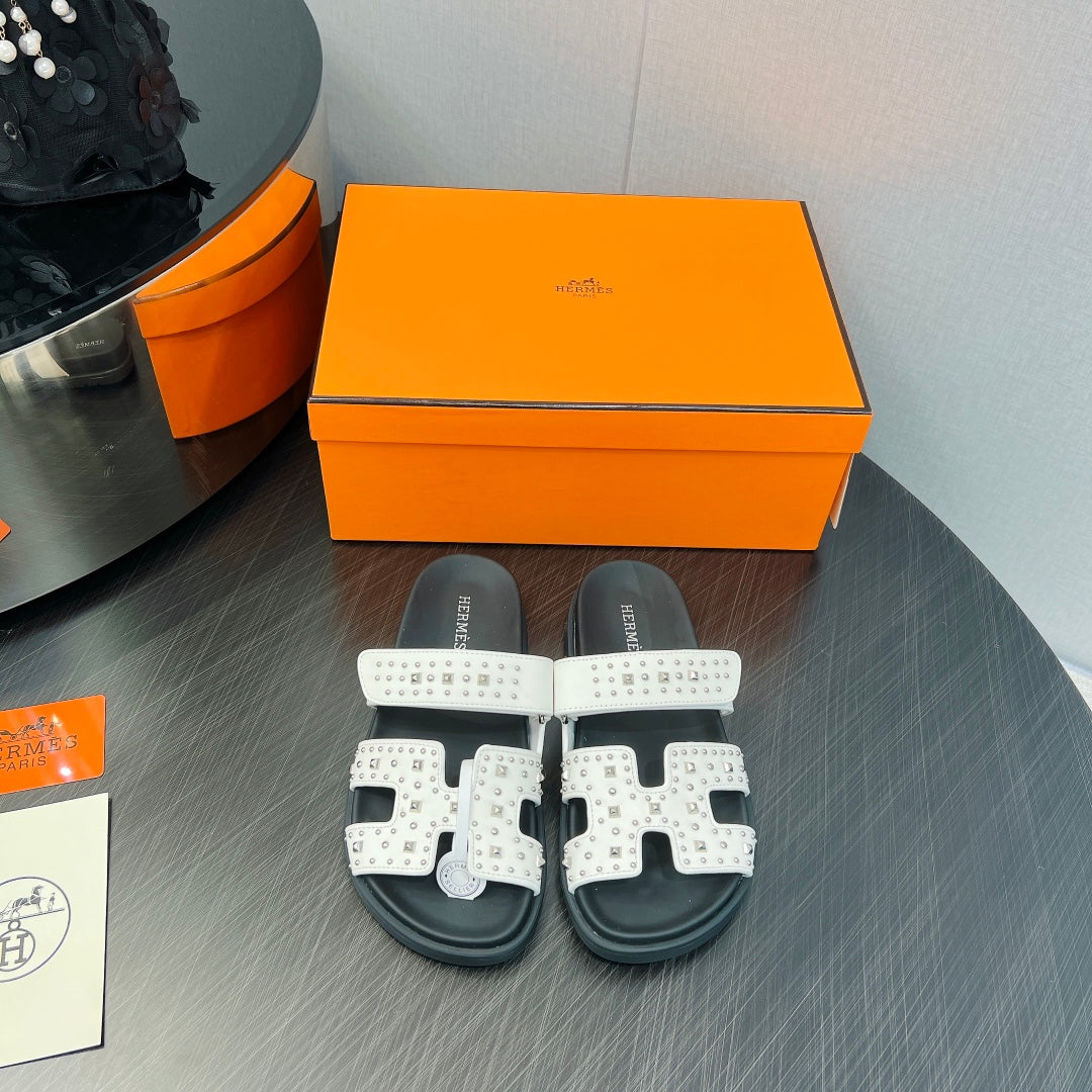 CHYPRE SANDAL WHITE MIX BLACK CALFSKIN SPECIAL