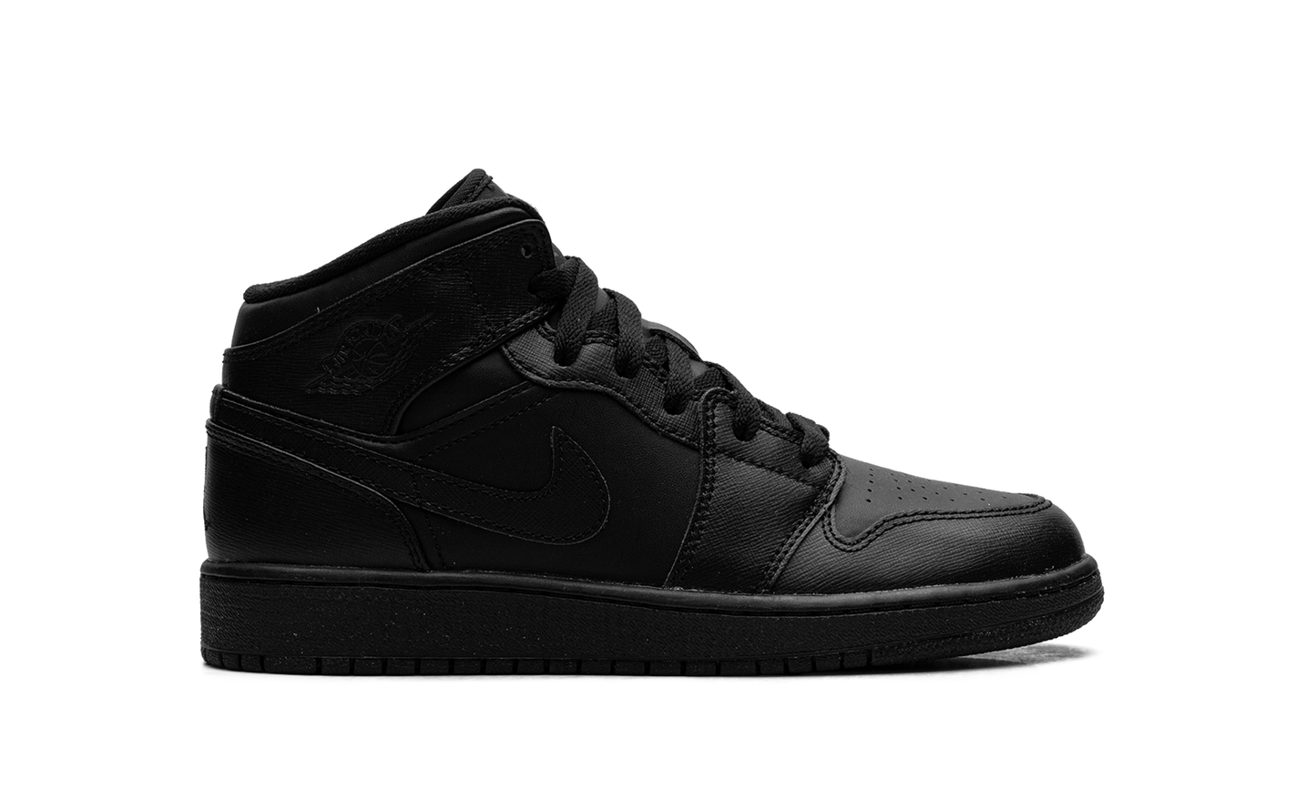 Air Jordan 1 Mid GS "Triple Black" 554725 010