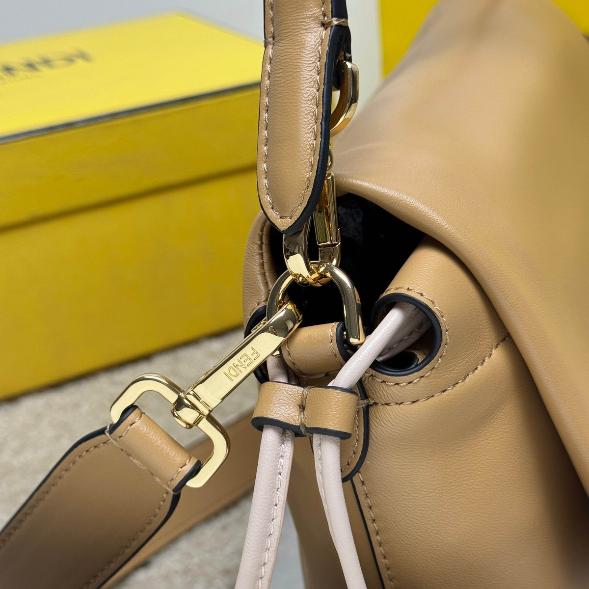 Mamma Baguette Medium Bag 26.5cm Light Brown Lambskin Gold Hardware
