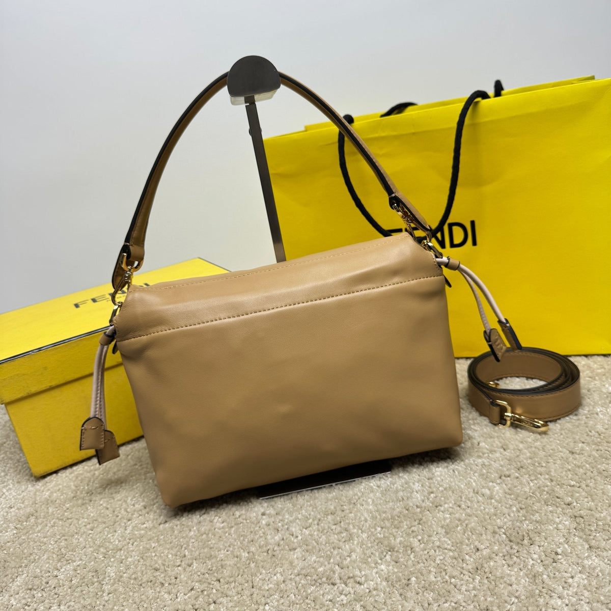 Mamma Baguette Medium Bag 26.5cm Light Brown Lambskin Gold Hardware