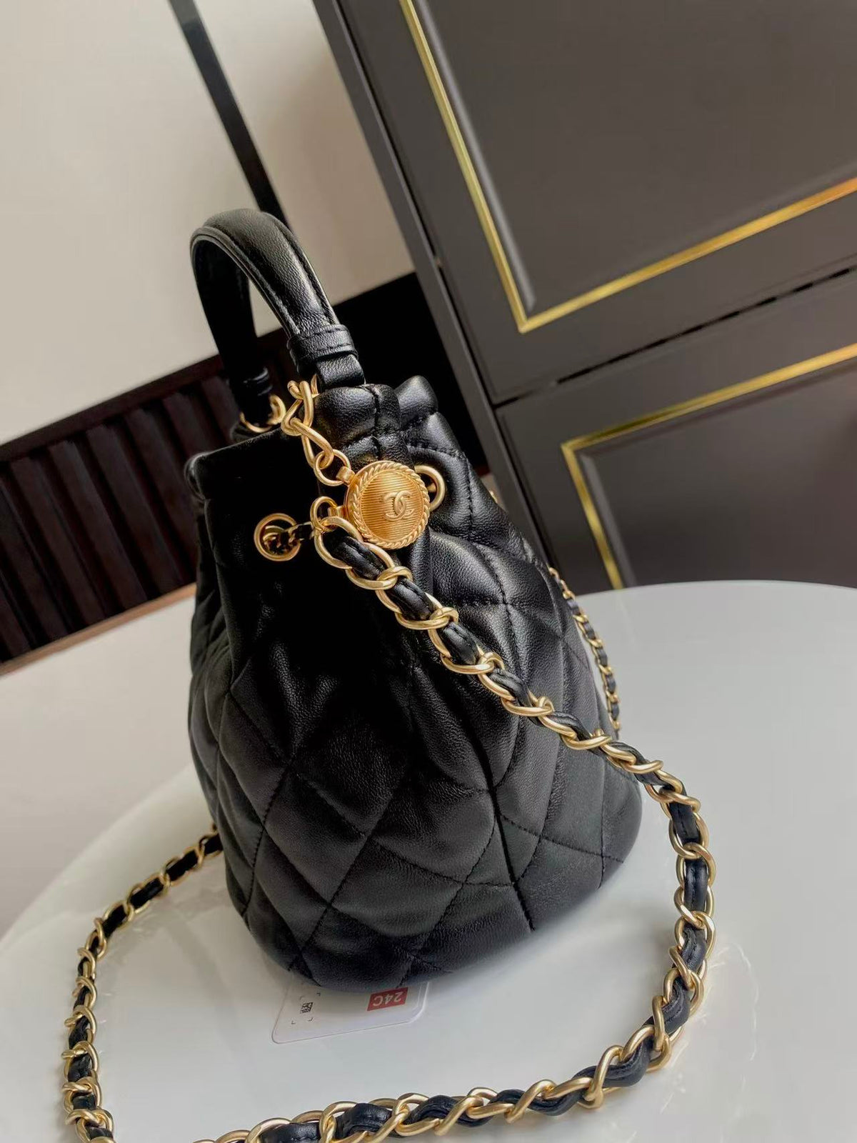 Chanel Bucket Bag 24cm Black Lambskin