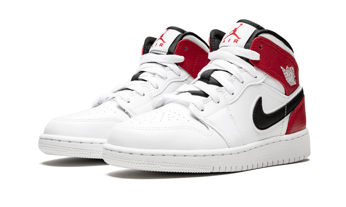 Air Jordan 1 Mid GS "White Black Gym Red" 554725 116