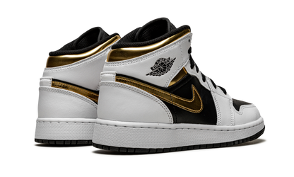 Air Jordan 1 Mid GS "White / Gold / Black" 554725 190