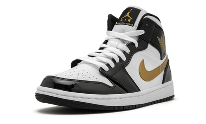 Air Jordan 1 Mid SE "Black Gold Patent Leather" 852542 007