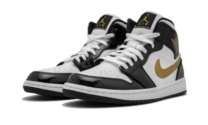 Air Jordan 1 Mid SE "Black Gold Patent Leather" 852542 007