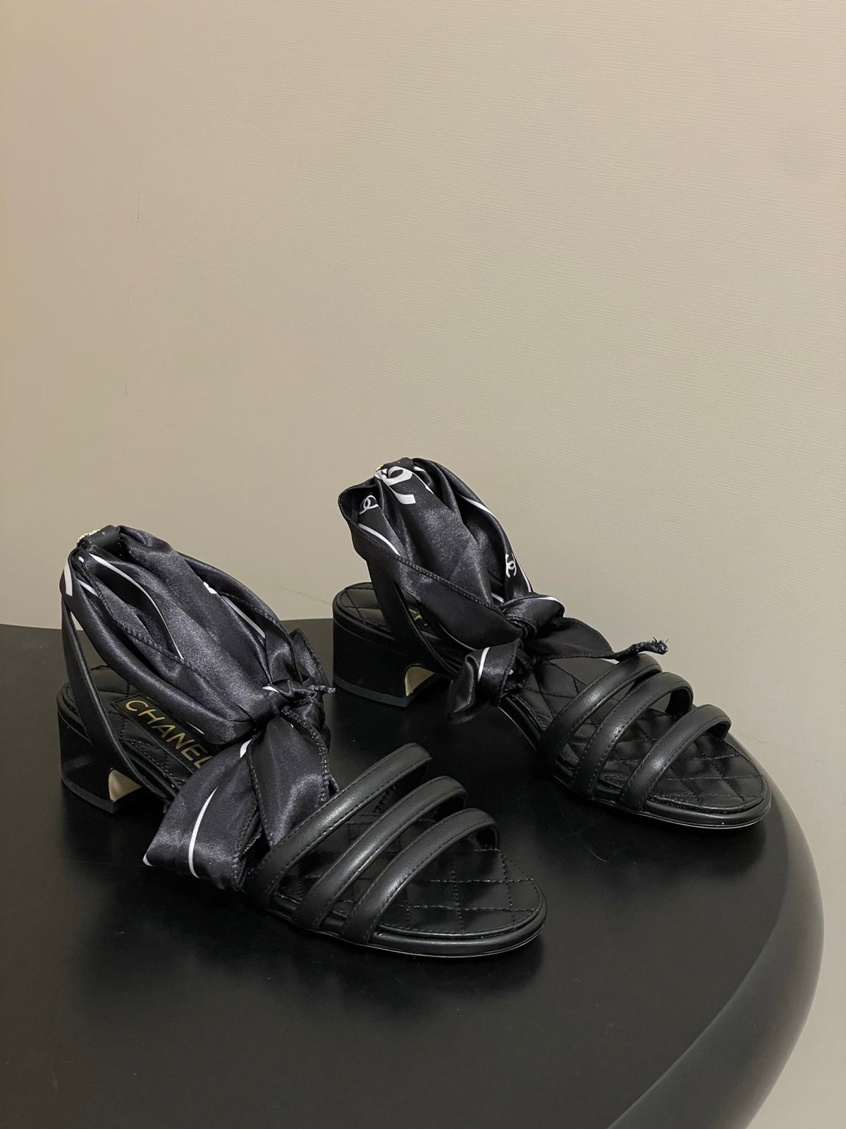 CC 26 Quilted Sandal 30mm With Scarf Sheepskin