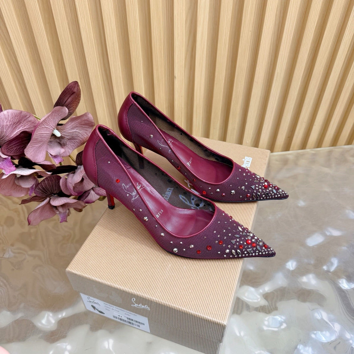 Christian Louboutin 2026 Miss Z Degrastrass 80mm Pumps Mesh Crystal Embellishments 776009