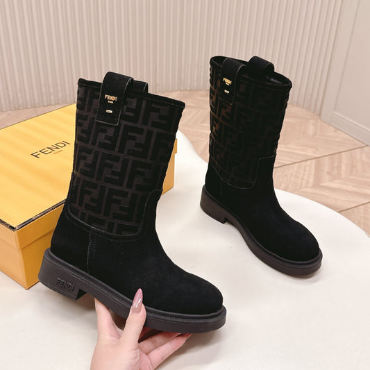 Fendi 25 Short Boots Black Suede 500935