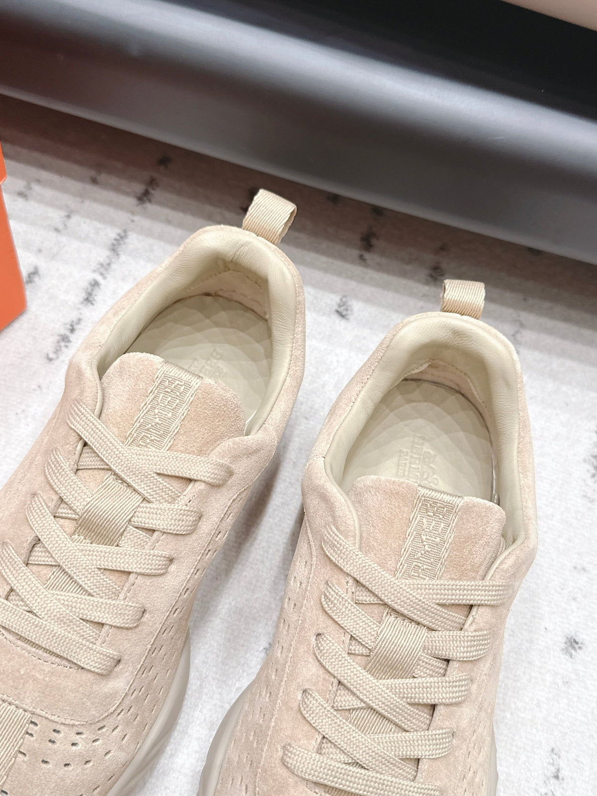 HM 26s Trail Sneakers In Beige Perforated Suede